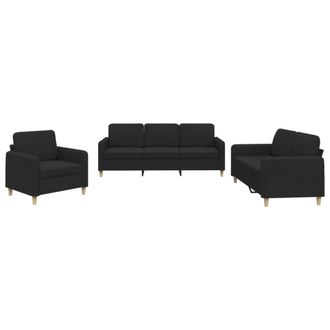 vidaXL Vidaxl - Juego De Sof&aacute;s Con Cojines 3 Piezas Tela Negro