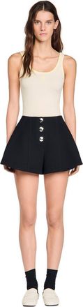 Sandro Press-stud flared shorts in Black at Nordstrom, Size 40 Eu