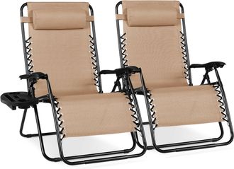 Best Choice Products Set of 2 Extra Wide Zero Gravity Lounge Chair Recliners w/ Cup Holder