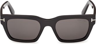 Tom Ford Andy 53mm Square Sunglasses in Shiny Black /Smoke Lens at Nordstrom
