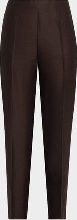 Alberta Ferretti Wool-Silk Straight-Leg Ankle Pants