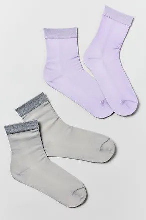 Maeve Opaque Lurex Socks, Set of 2
