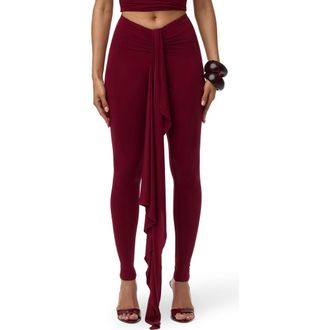 Naked Wardrobe Drape Front Leggings in Sangria at Nordstrom, Size X-Small