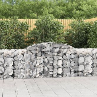 Berkfield Home Arched Gabion Baskets 7 pcs 300x50x80/100 cm Galvanised Iron in Silver