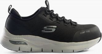Skechers Womens Arch Fit Sr Safety Trainers Shoe In Black/ Grey
