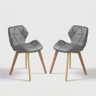 Oresteluchetta Juego De 2 Sillas De Dise&ntilde;o En Madera Y Piel Sint&eacute;tica Para Cocina Spark - Gris