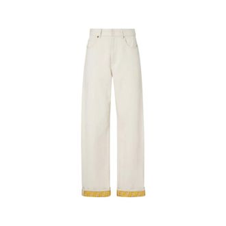 Fendi FF Reverse Denim Jeans - female - Fendi - Wide Jeans - Beige - S - Jeans