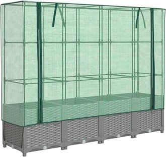 vidaXL Vidaxl Arriate Con Cubierta Invernadero Aspecto Rat&aacute;n 160x40x138 Cm
