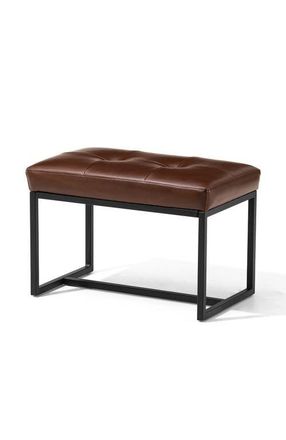 Glitzhome Modern Thick Leatherette Accent Stool with Metal Frame in Coffee at Nordstrom, Size Medium