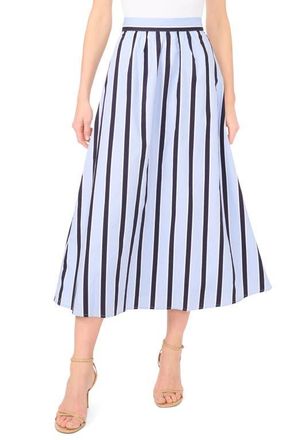 Vince Camuto Stripe Flare Midi Skirt in Metro Blue at Nordstrom, Size Medium