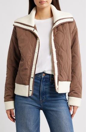 Thread & Supply Knit Collar Quilted Jacket in Burnt Cedar at Nordstrom Rack, Size Large