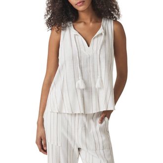 Splendid Layla Stripe Tank in White/Fawn at Nordstrom, Size X-Large