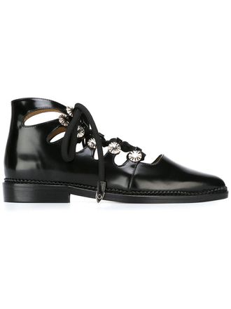 Toga Archives cut-out flat derby shoes - women - Leather/Leather/Leather - 40.5 - Black
