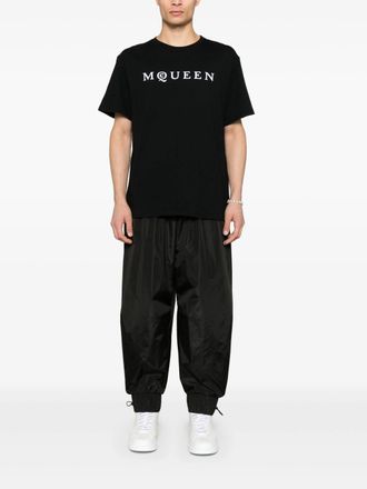 Alexander McQueen Alexander Mcqueen Mens Flocked Logo T-Shirt in Black Cotton - Size X-Large