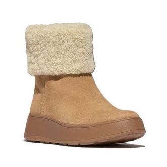 FitFlop F Mode Shearling Collar Zip in Desert Tan at Nordstrom, Size 8.5