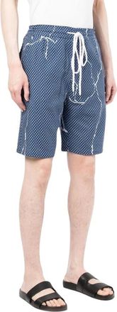 Destin Casual Shorts, male, Blue, M, Polka Dot Print Elastic Waist Shorts