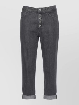 Dondup cotton straight jeans rolled cuffs belt loops