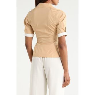 Diane Von F&uuml;rstenberg Sheskita Johnny Collar Top in Khaki at Nordstrom Rack, Size 10