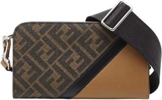 Fendi Pre-owned Cross Body Bags, female, Brown, Size: ONE SIZE Pre-owned Zucchino Diagonal Camera Case Shoulder Bag