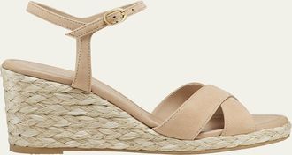 Stuart Weitzman Dayna Suede Crisscross Wedge Espadrilles