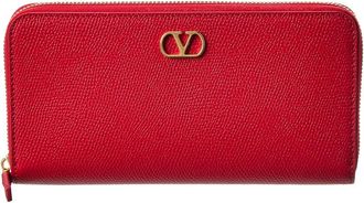Valentino Vlogo Signature Leather Zip Around Wallet