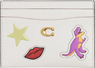 Coach Womens Essential Card Case With Sticker Print - White Leather - One Size