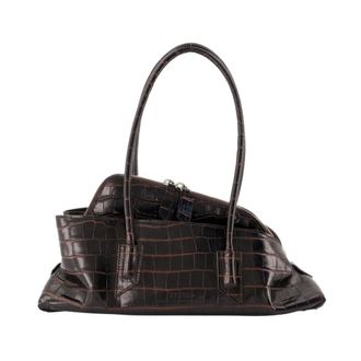 The Attico Tassen, Dames, Bruin, ONE Size, Leer, La Passeggiata Small Top Handle Bag