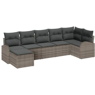 vidaXL Conjunto De Sof&aacute; De Jard&iacute;n 7 Pcs Gris Polirat&aacute;n Vidaxl