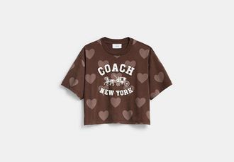 Coach Horse And Carriage Heart Cropped T-Shirt In Organic Cotton