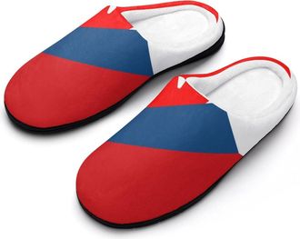Generic Canada And Czech Flag Mens Soft Cotton Slippers with Memory Foam Anti-skid House Shoes for Travel Indoor Outdoor