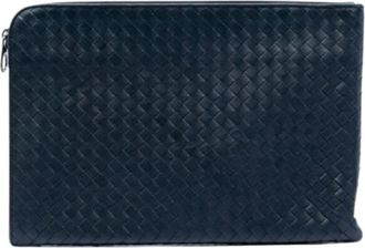 Bottega Veneta Pre-owned Clutches, female, Blue, Size: ONE SIZE Pre-owned Woven Nappa Clutch