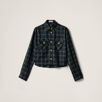 Miu Miu Plaid Shirt, Woman, Military Green, Size 40