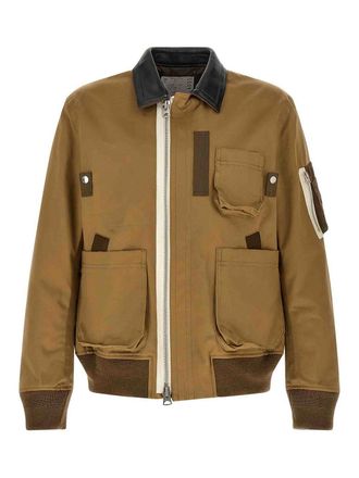 sacai Leather collar blouson