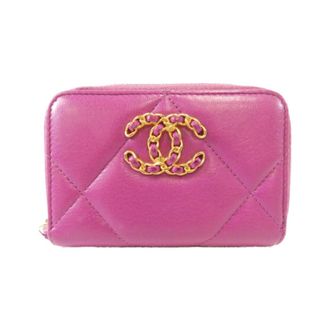 Chanel Pink Purple Leather Coin Purse/Coin Case (Pre-Owned)