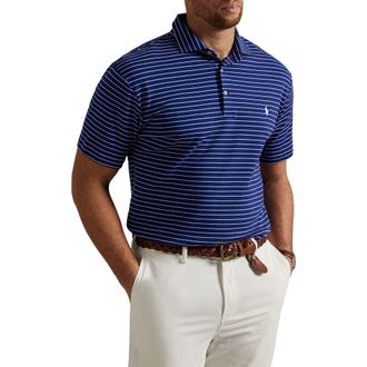 Polo Ralph Lauren Big & Tall Striped Soft Touch Polo Shirt in Royal And Blue at Nordstrom, Size Xx-Large