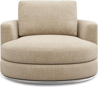 Castlery Hamilton Swivel Armchair 39.4 Customized, (Washed Chenille) Sand, Machine Washable 360-&deg; Swivel for Castlery Chairs, Ergonomic, Adjustable