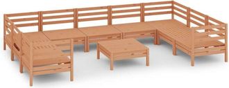 vidaXL 10 Piece Garden Lounge Set Honey Brown Solid Wood Pine vidaXL