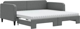 vidaXL Daybed with Trundle and Mattresses Dark Grey 90x190 cm Fabric vidaXL