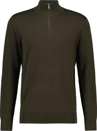Profuomo Pullover met halve rits - Heren - Coltruien - Groen - M - Katoen - Truien & Vesten