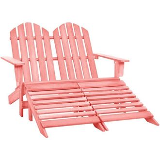 vidaXL Silla Adirondack De Jard&iacute;n 2 Plazas Madera Maciza De Abeto Rosa Vidaxl
