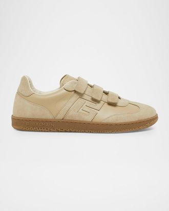 Balmain Men & apos;s Swan Leather PB Grip-Strap Sneakers