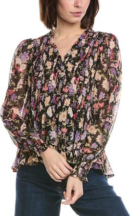 CeCe by Cynthia Steffe Smocked Bodice & Cuff Peplum Top