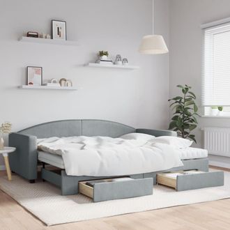 vidaXL Sof&aacute; Cama Nido Con Cajones Tela Gris Claro 90x200 Cm Vidaxl