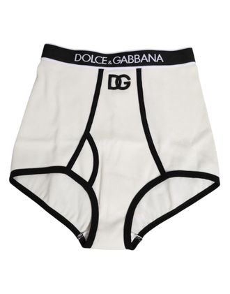 Dolce & Gabbana White Cotton Logo Waistband Culotte Womens Underwear