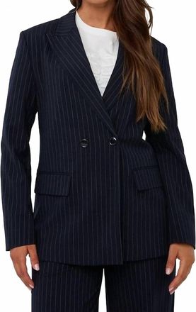 Esqualo Bergny Double Breasted Pinstripe Blazer In Navy