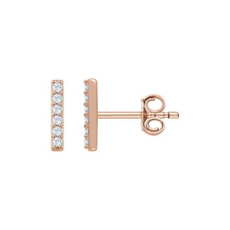 Diamond2Deal 1/10ct Lab-Grown Diamond Bar Stud Earrings Clarity SI, Color G-H, 14k Gold
