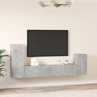 Berkfield Home Classic 4 Piece TV Cabinet Set Concrete Grey Engineered Wood