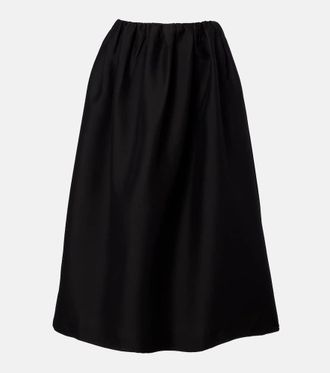 Toteme Gathered wool and silk midi skirt