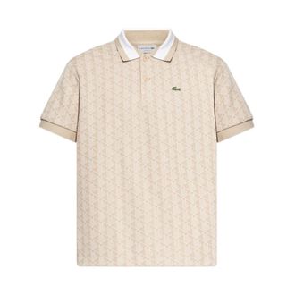 Lacoste Polo Shirts, male, Beige, Size: 2XL Monogram Jacquard Polo