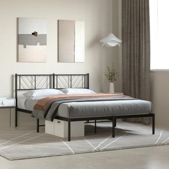 Berkfield Home Metal Bed Frame with Headboard Black 160x200 cm
